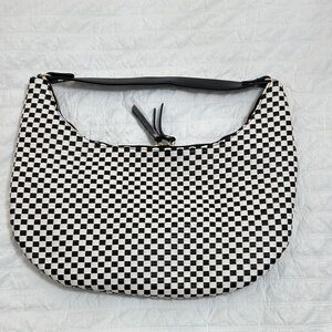Chic Checkered Black and White Hobo Bag